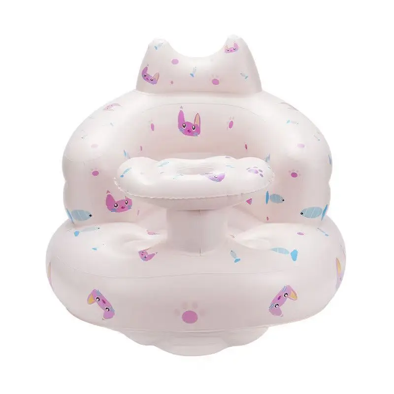 Silla de baño portátil para bebé, sofá inflable para niños pequeños, asiento de bañera de PVC, taburete de entrenamiento multifuncional para práctica de sentarse - imagen 5