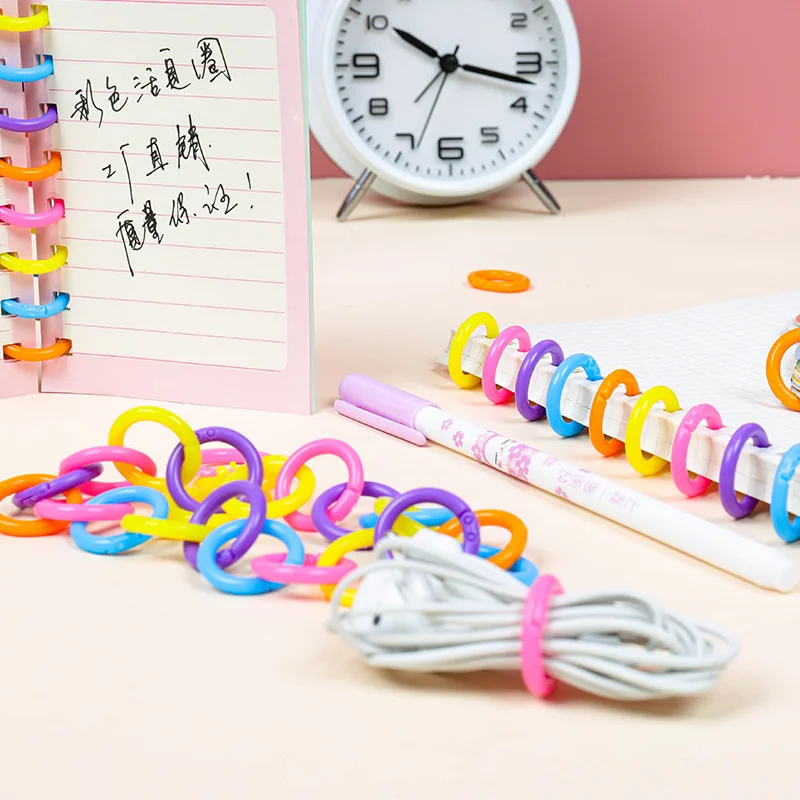 50 Uds. Carpeta de anillas de plástico de 15/20/28/32mm, álbumes DIY, aros circulares de libros de hojas sueltas, suministros de encuadernación para apertura de oficina, álbum de fotos - imagen 3