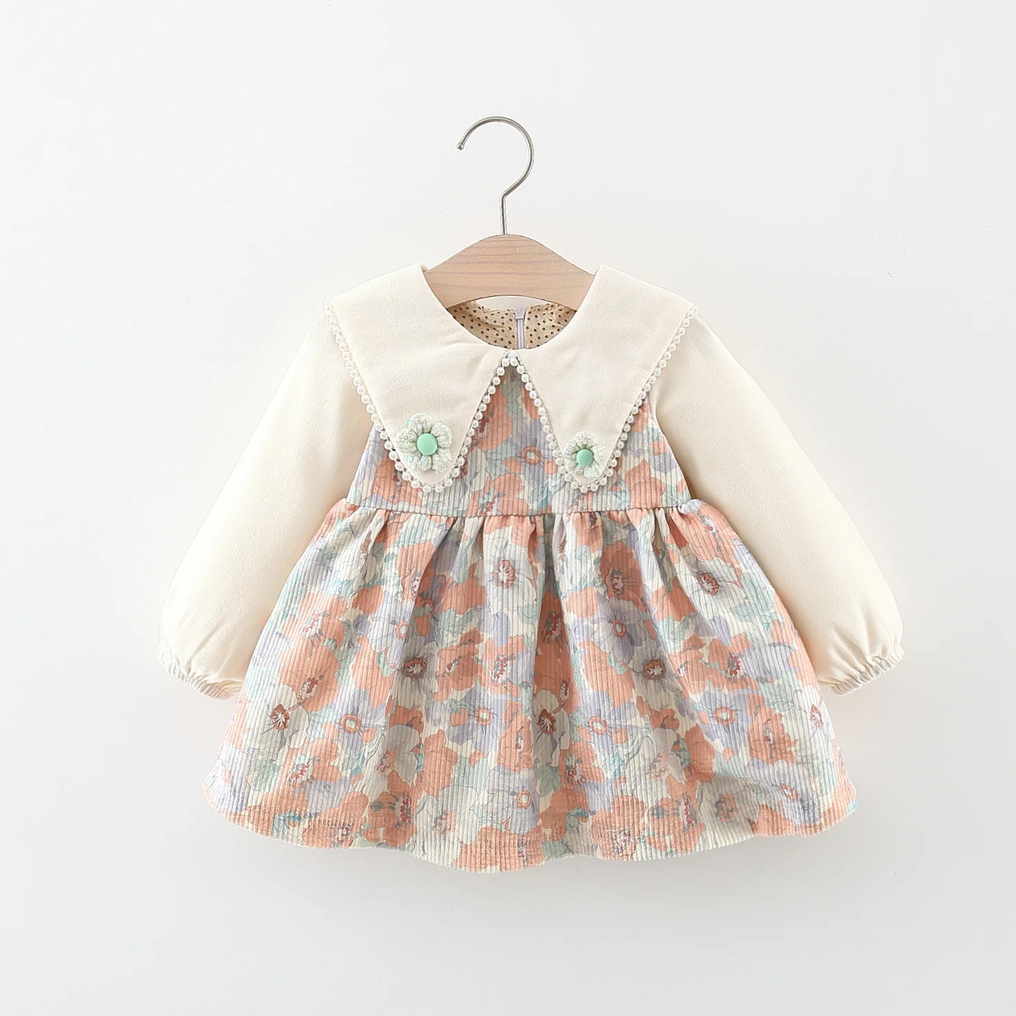 Vestido de flores manga larga para bebé niña estilo primavera - imagen 2