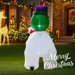 Oso Papá Noel inflable con luces LED - Decoración navideña exterior