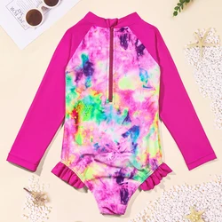 Bañador tie-dye para niña con volantes y manga larga