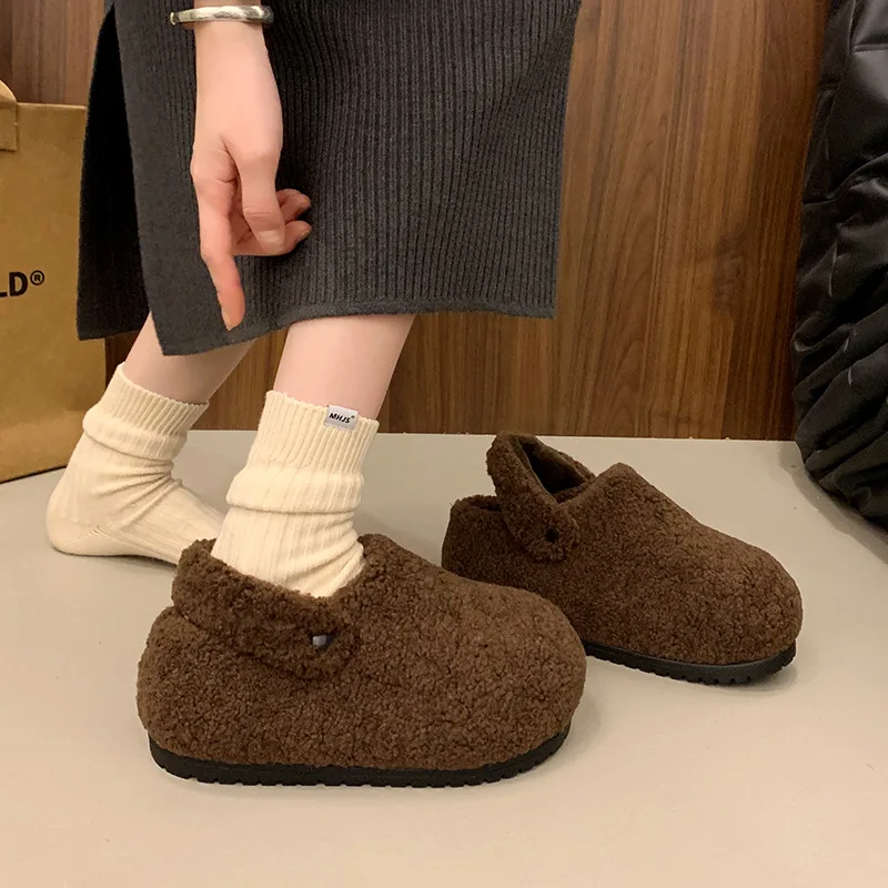 Zapatillas de plataforma en piel sintética con suela felpa suave - imagen 5