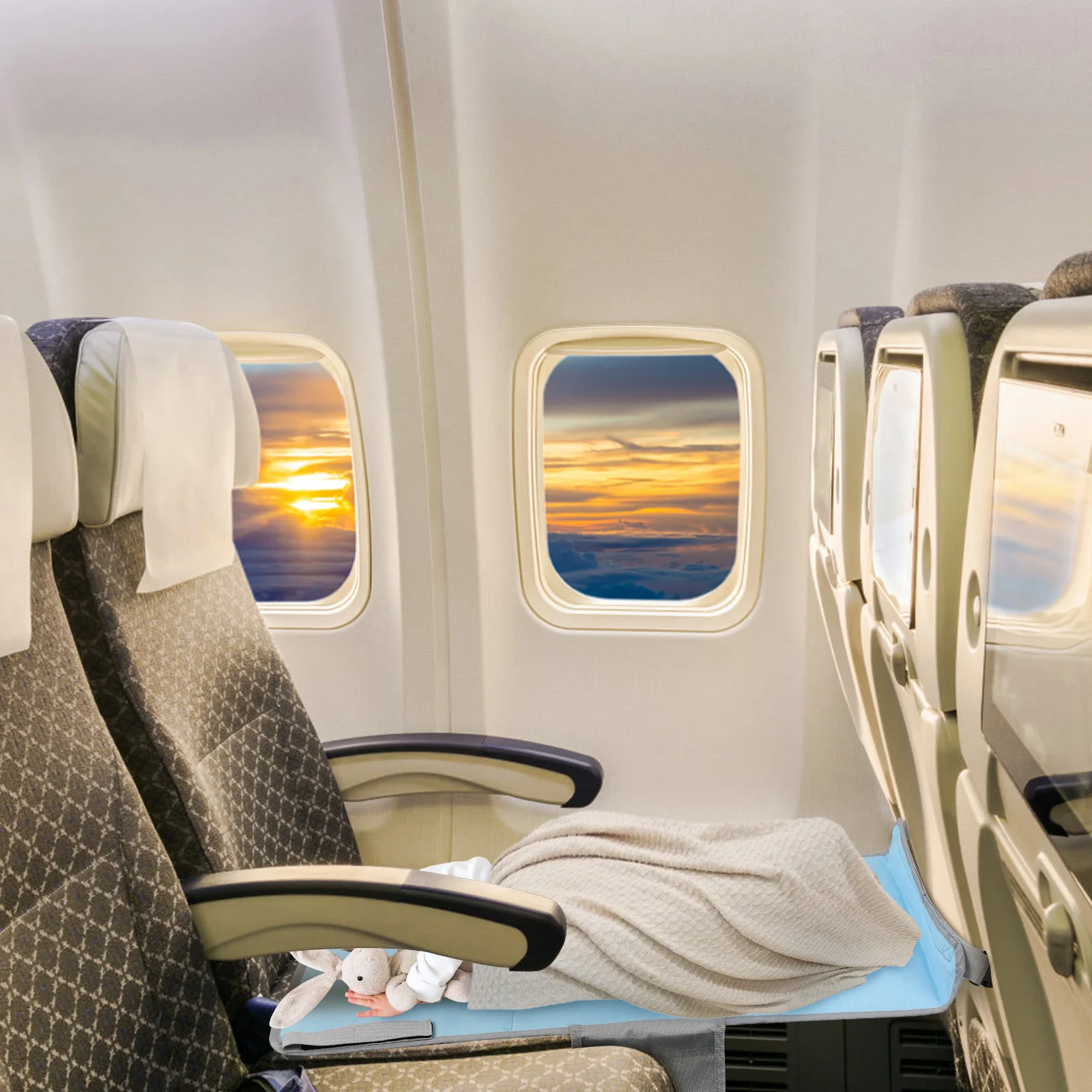 Hamaca para asiento de avión para niños pequeños, tela Oxford ajustable de alta densidad, cómodo extensor de cama de viaje para niños, plegable y portátil - imagen 3