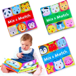 Libro de tela sensorial con caras de dibujos para bebés