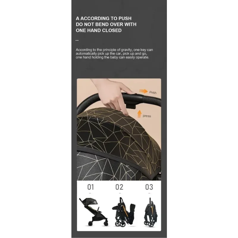Cochecitos de bebé triples plegables, cochecitos de bebé plegables portátiles, que pueden sentarse y acostarse - imagen 5