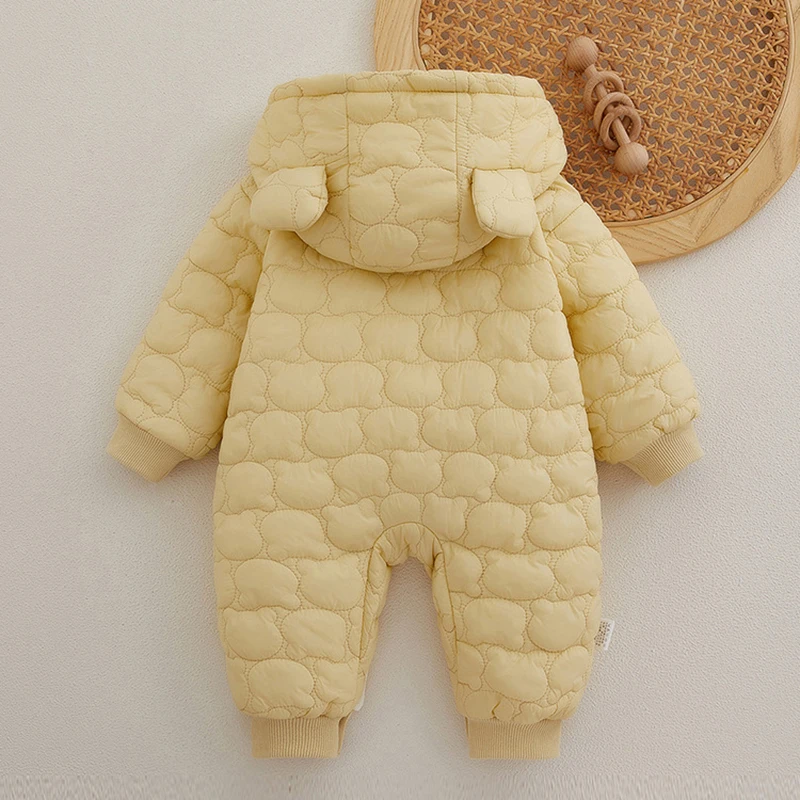 Milangel-mono grueso para bebé, ropa para recién nacido de 0 a 2 años, Pelele con forro de piel, prendas de vestir con capucha de oso de dibujos animados - imagen 2