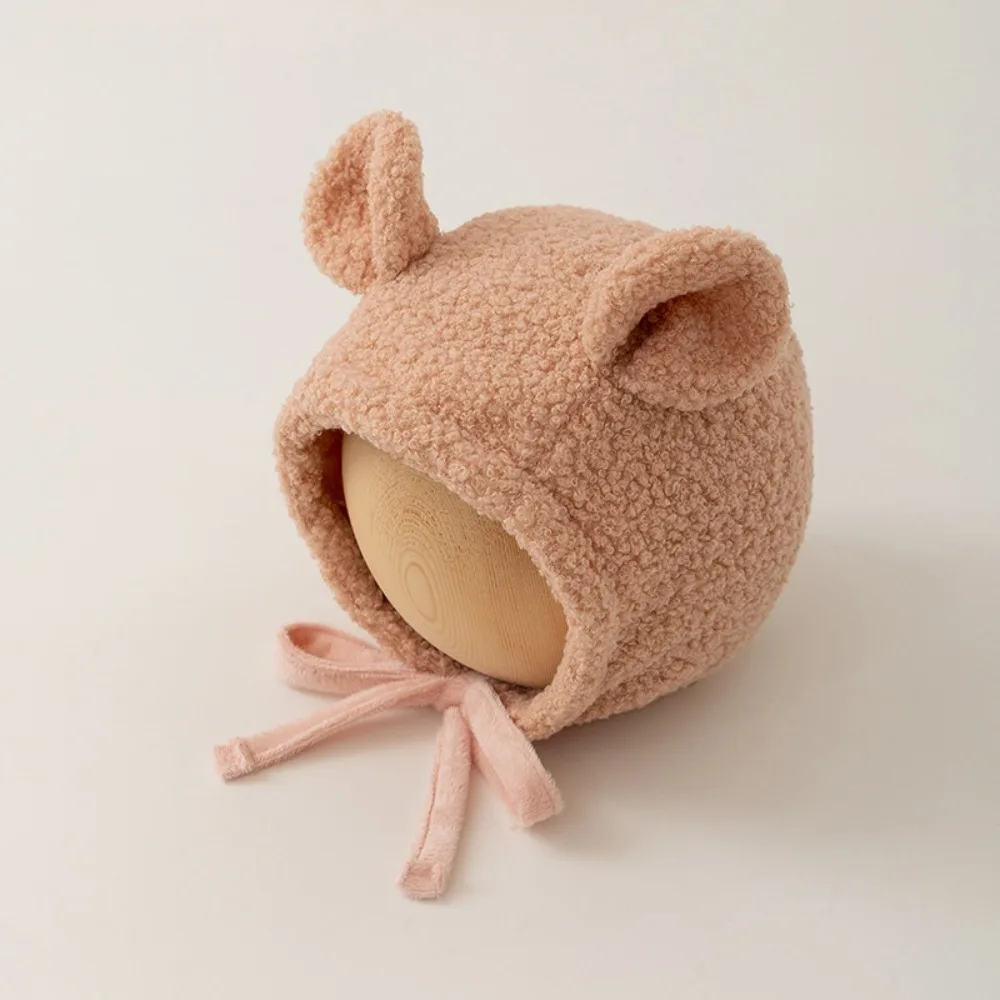 Gorro de invierno con orejas de dibujos animados, gorro de lana de cordero a prueba de viento, gorro con protección para los oídos, gorro cálido con orejeras para invierno