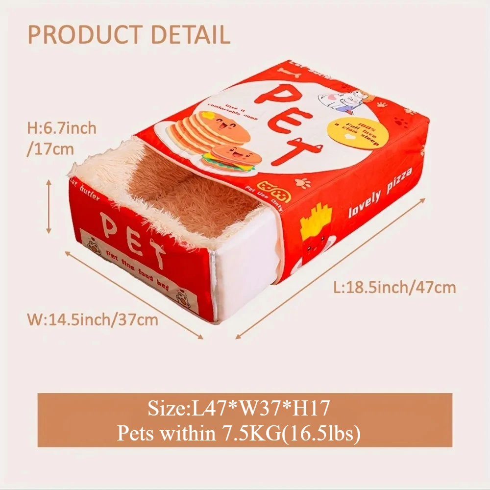 Cama nido Rectangular para gatos, caja de aperitivos de algodón PP suave, cama para mascotas con cremallera para gatos grandes/cachorros/perros, almohadilla de felpa completamente cerrada, casa para mascotas - imagen 2