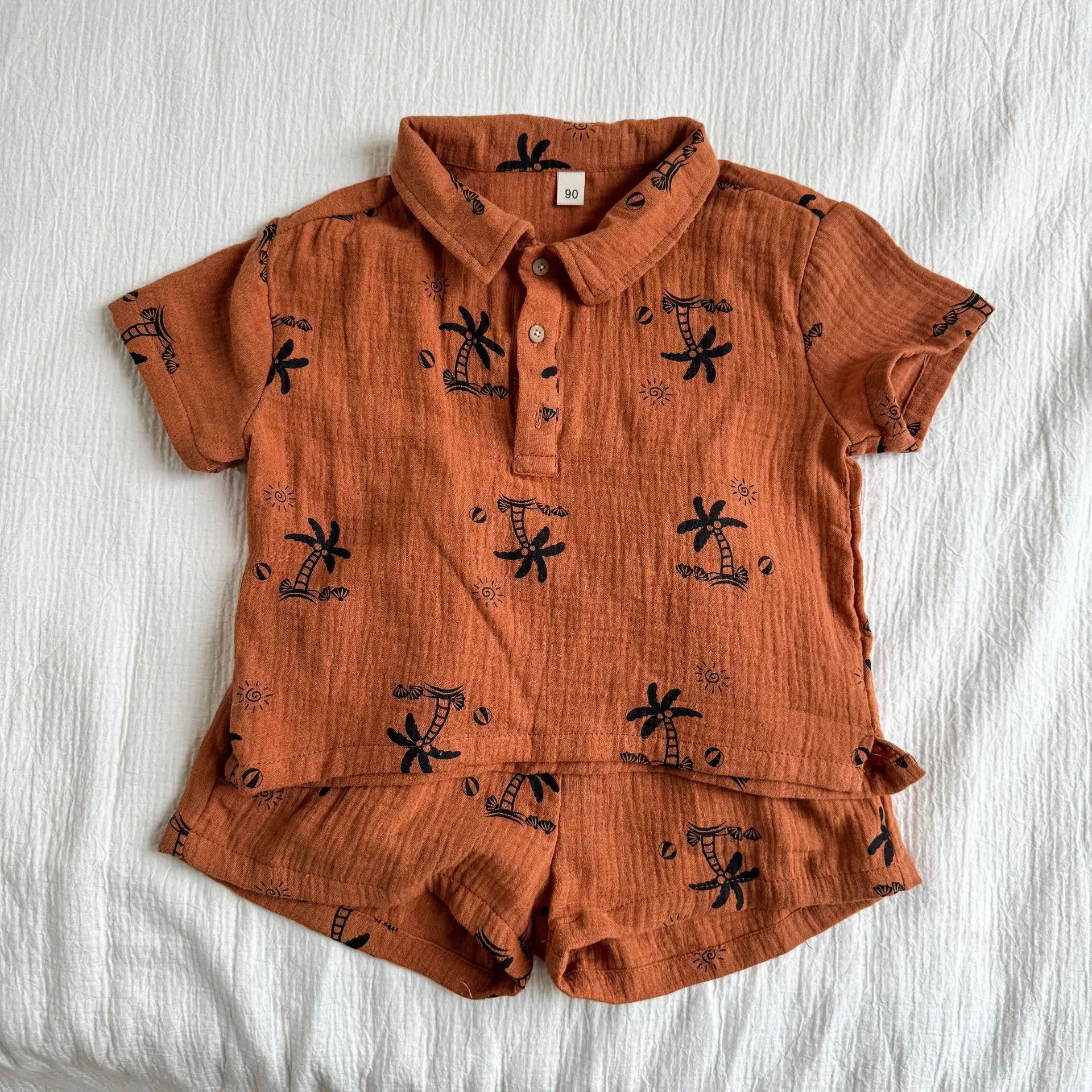 Conjunto verano 2026 niños camiseta con pantalón corto lino y algodón