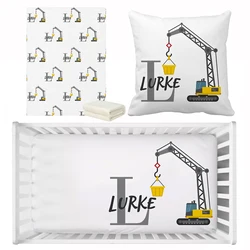LVYZIHO Juego de sábanas cuna grúa construcción nombre personalizado