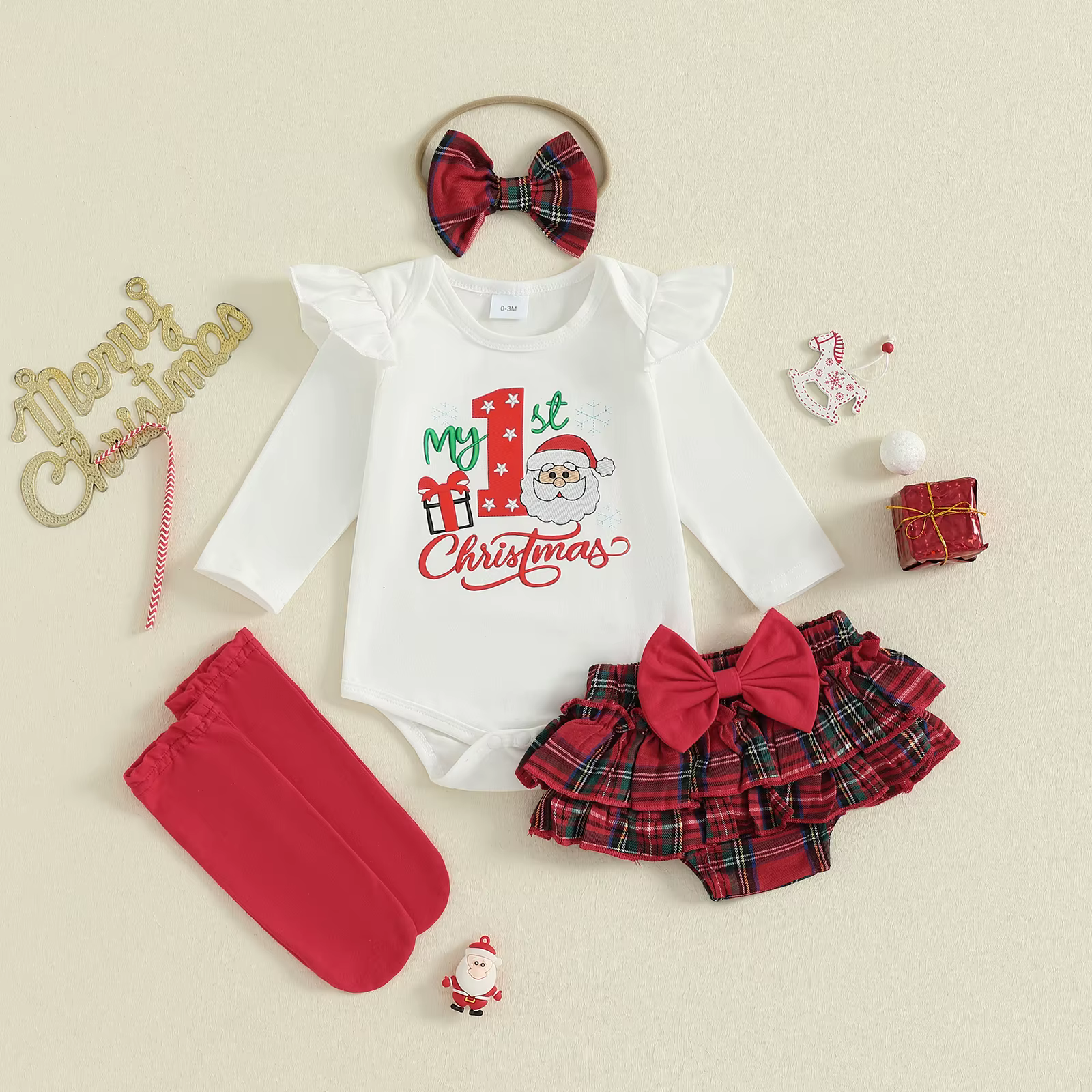 VISgogo conjunto Navidad niña con mameluco y accesorios - imagen 4