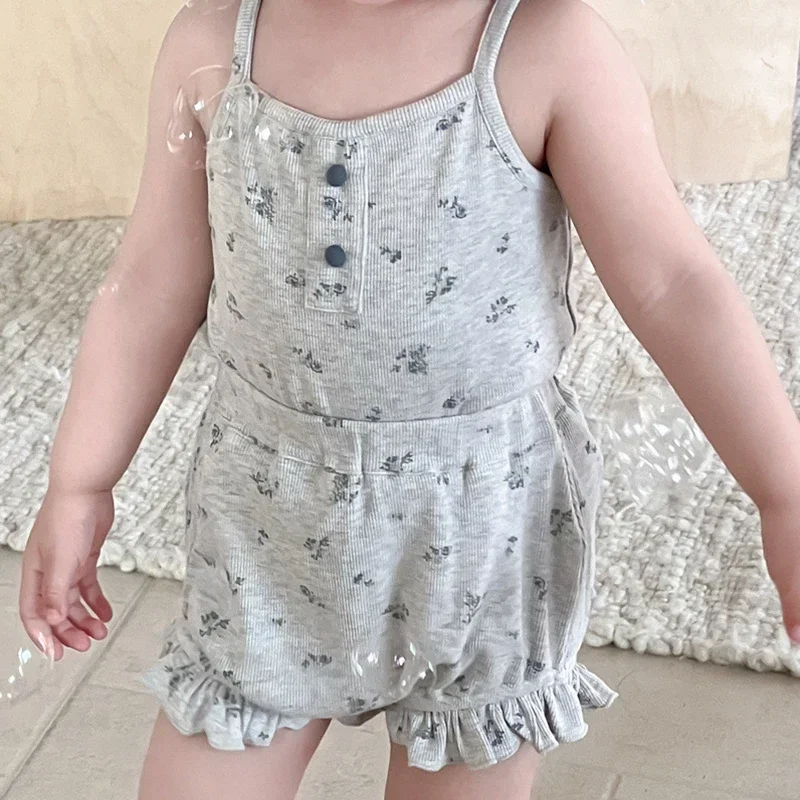 MILANCEL nuevo conjunto de ropa infantil de verano 9M-3Y lindo chaleco Floral para niñas + Bloomer bebé dulce estilo fino prendas de vestir transpirables