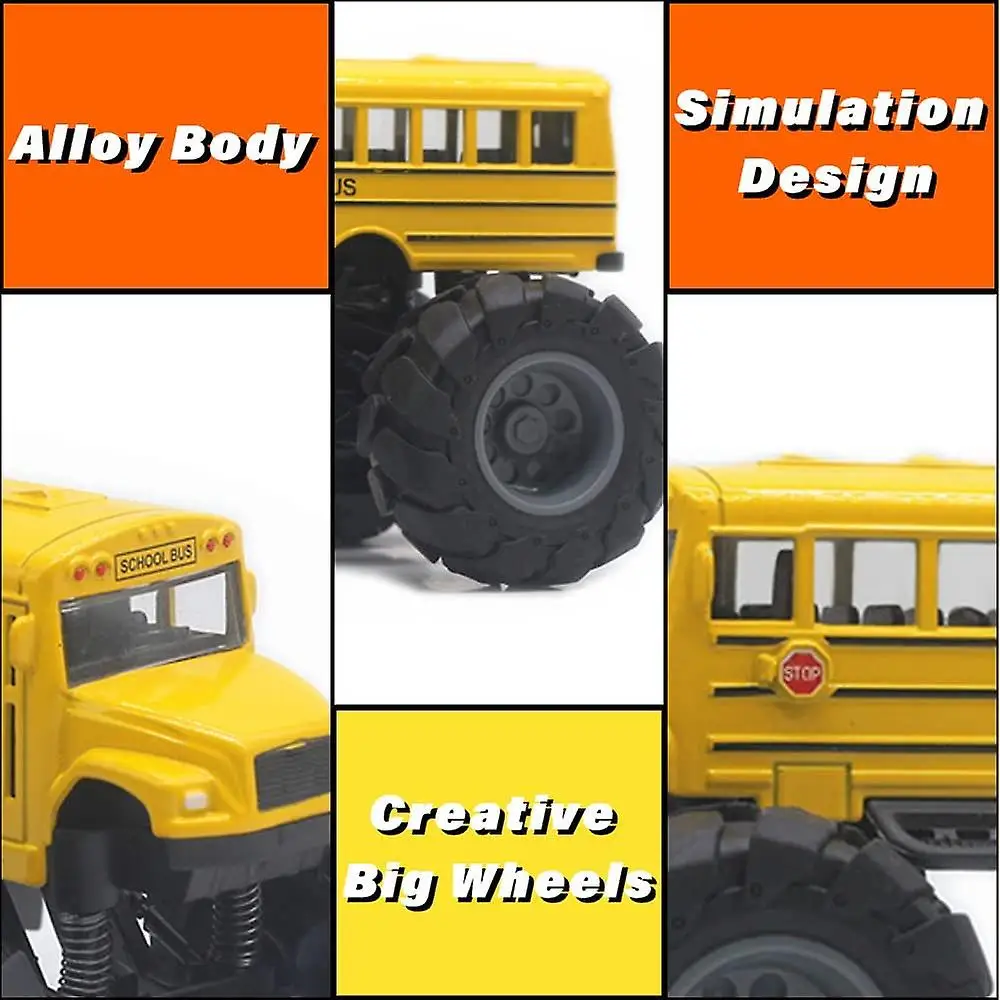 Monster School Bus Die Cast Metal Model Pullback Action Toy, Monster Truck Alloy Big Wheels Play Vehicle Car Gifts for Boys Girls - imagen 5