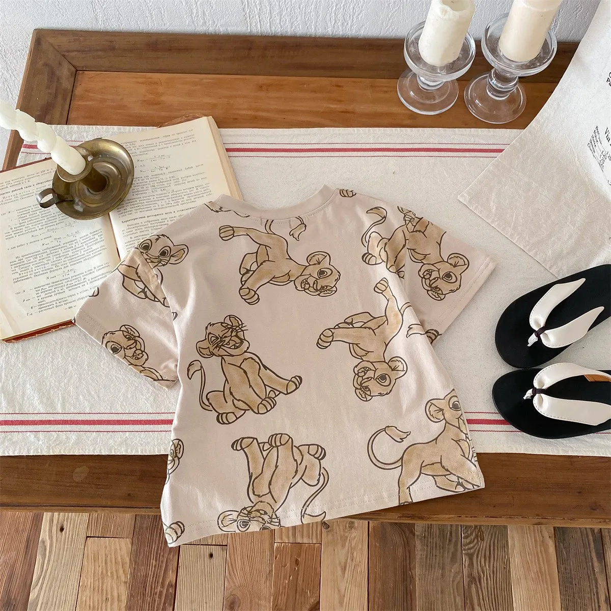 Camiseta holgada de manga corta con estampado de dibujos animados para niños, ropa para niños, camisetas con cuello redondo de 9m-6y, novedad de 2024 - imagen 3