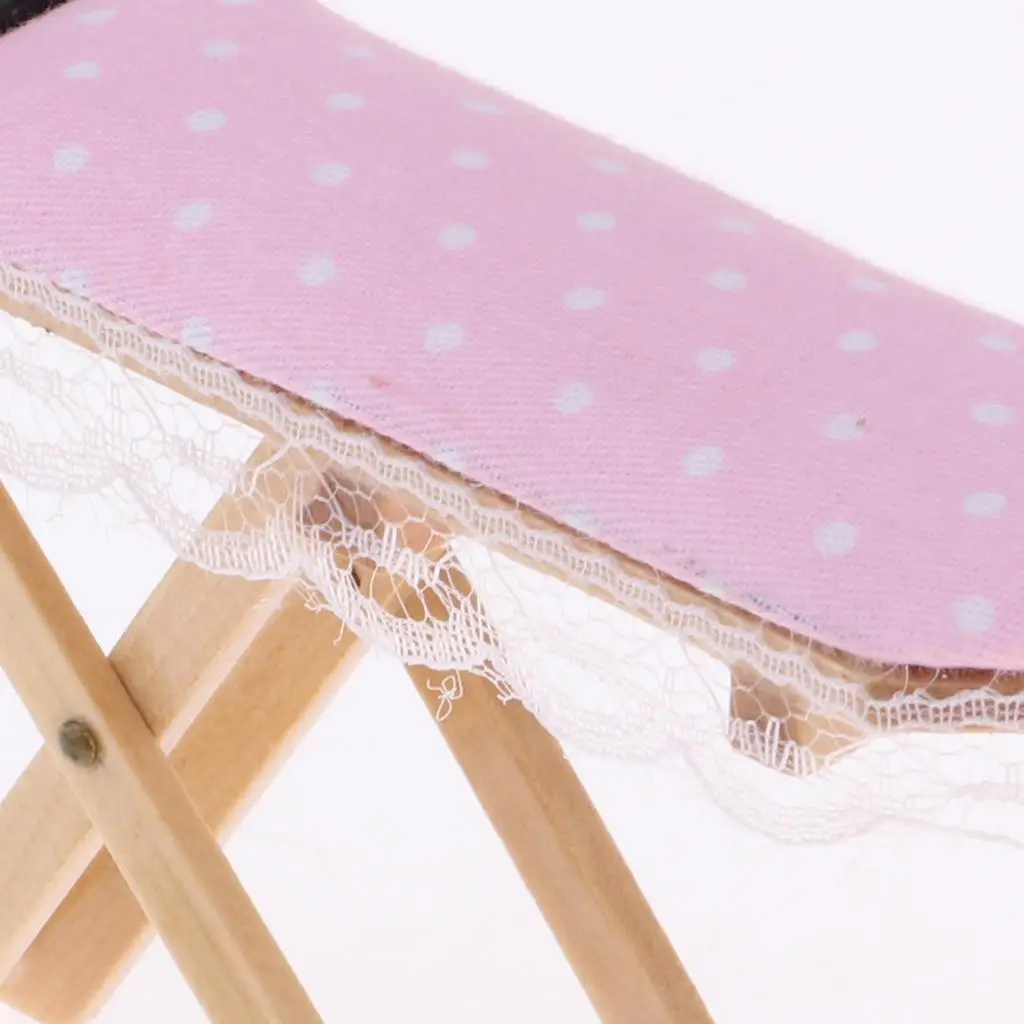 Vintage Wooden Ironing Board and Iron Set for Dollhouse Decor