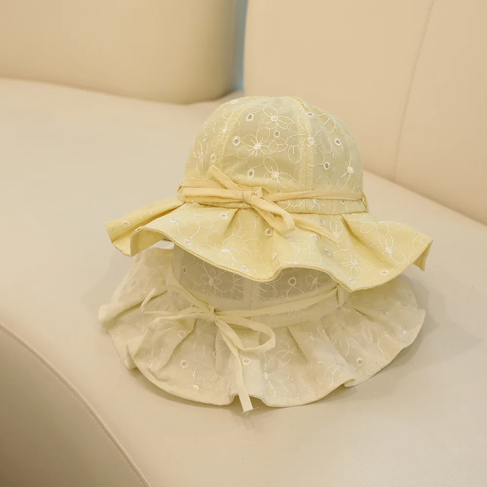 Sombrero de pescador con volantes para niños y niñas, gorro fino para el sol, bonito Floral para exteriores, novedad de verano - imagen 2