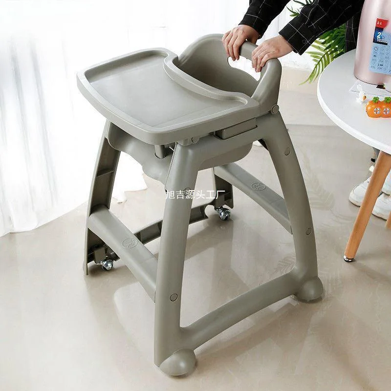 Silla de comedor para niños ajustable en altura con punta, trona de plástico portátil con ruedas de bloqueo, Base Triangular, alimentación resistente para niños pequeños