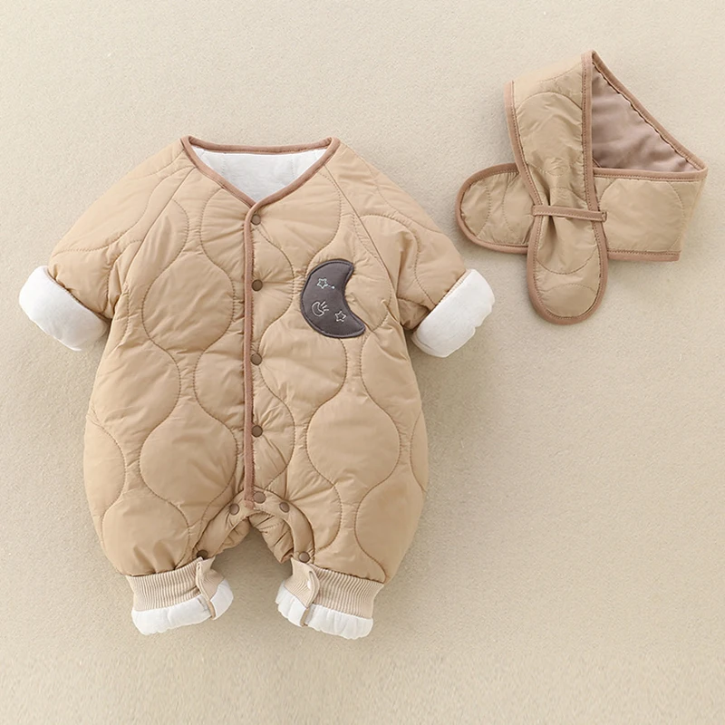 Ropa de bebé de 0 a 2 años, peleles para niños pequeños, forro de piel cálido, monos para niños pequeños, traje para niños pequeños con forro grueso - imagen 2