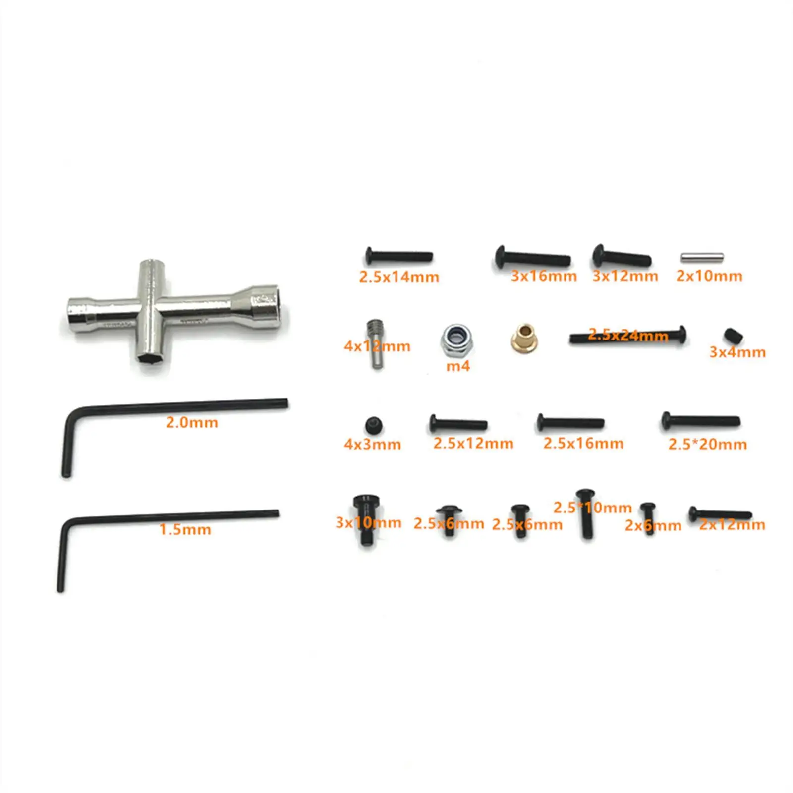 Kits de tornillos RC con tuerca, Pin, llave, modelo de Hobby, herramienta de reparación, accesorios de bricolaje, sujetador de Hardware para 1/12 MN128 MN86S Crawler - imagen 3