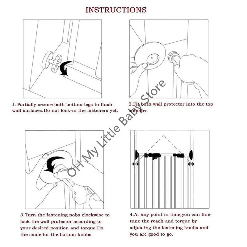 M76C 4 ​​unids/pack núcleo acero tornillo tuerca escalera arreglar mascotas bebé seguridad barra puerta resistente seguro - imagen 4
