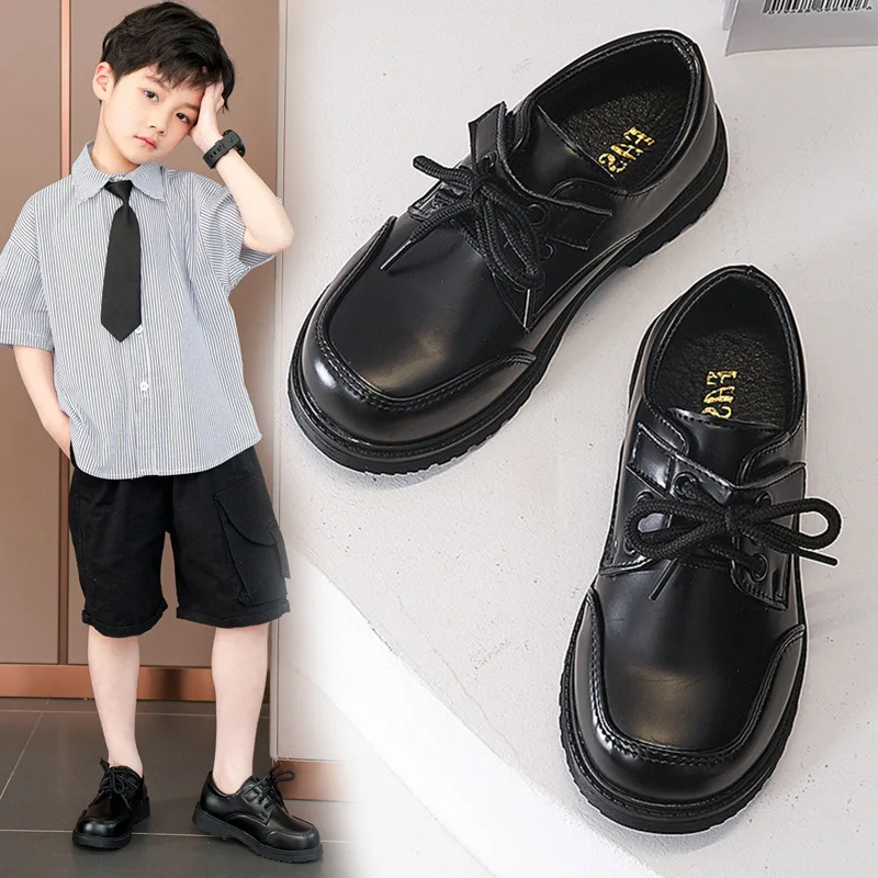 Zapatos de cuero para niños, moda de primavera y otoño, zapatos de suela blanda para niños, zapatos planos de rendimiento para estudiantes escolares, zapatos grandes para niños, zapatos formales negros - imagen 5