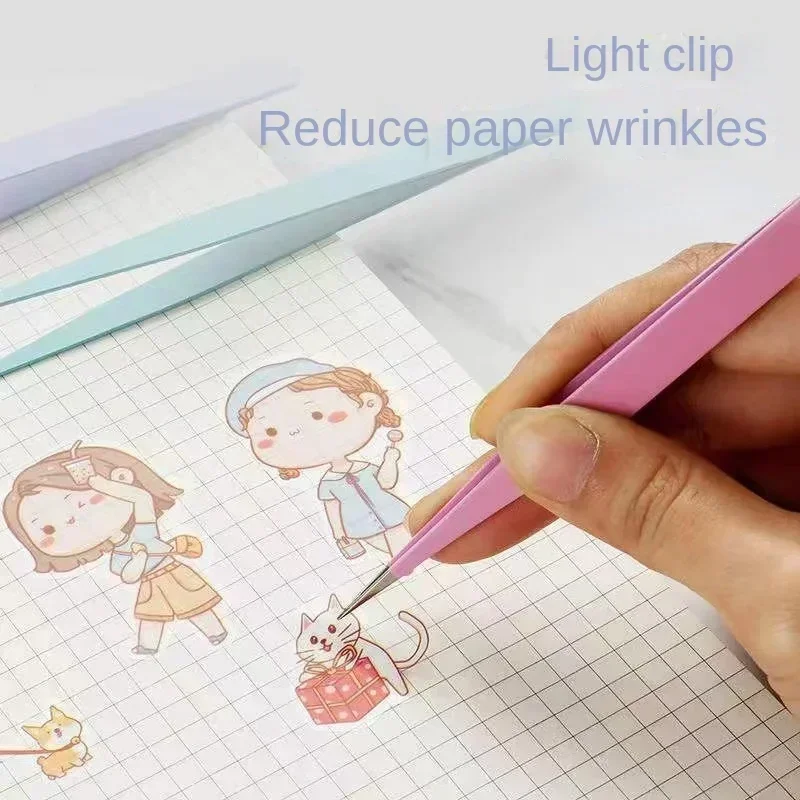 Herramienta de selección recta + curvada de colores de acero inoxidable, pinzas para pestañas para decoración de uñas, pegatina, diamantes de imitación, maquillaje, herramienta de pinzas DIY - imagen 4