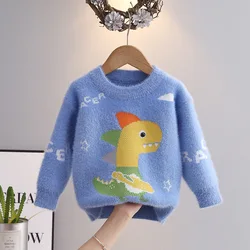 Milangel Suéter de lana para niños con patrón dinosaurio y cómodo