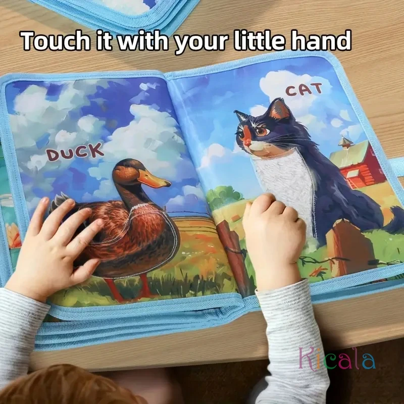 Libro táctil de animales para bebé – Desarrollo sensorial de tela - imagen 4