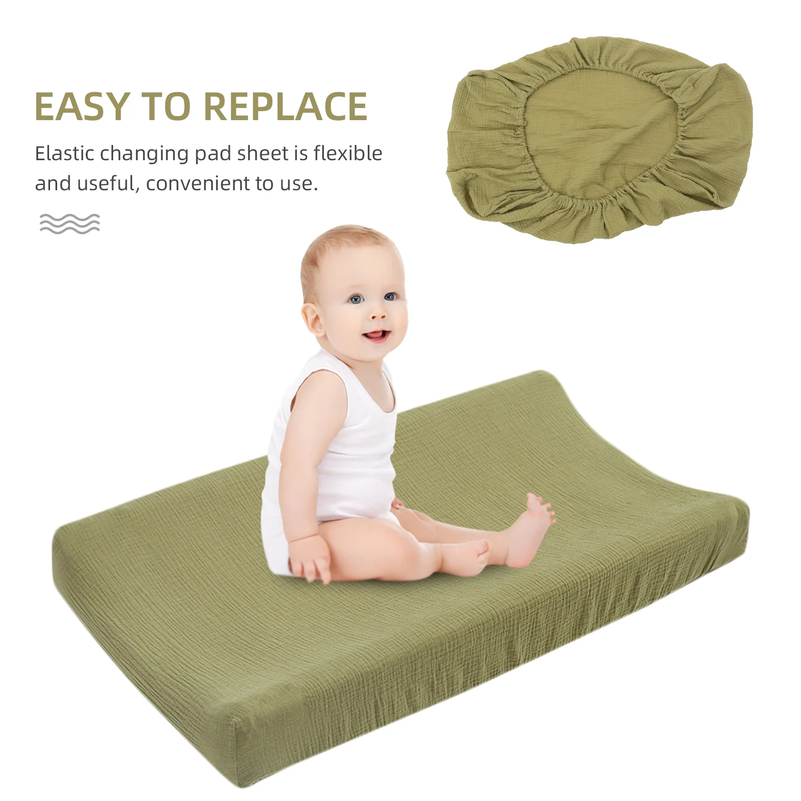 Funda para cambiador de bebé de algodón y muselina, cambiador suave lavable extraíble, sábana para cambiar pañales, sábanas de algodón para niños