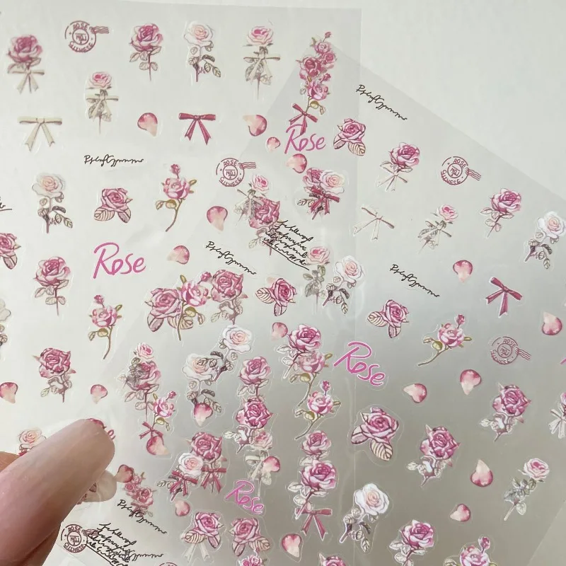 Pegatinas vintage rosas para uñas y manualidades creativas - imagen 2