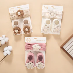 Diademas de nailon antideslizantes con floral para bebé – Algodón suave