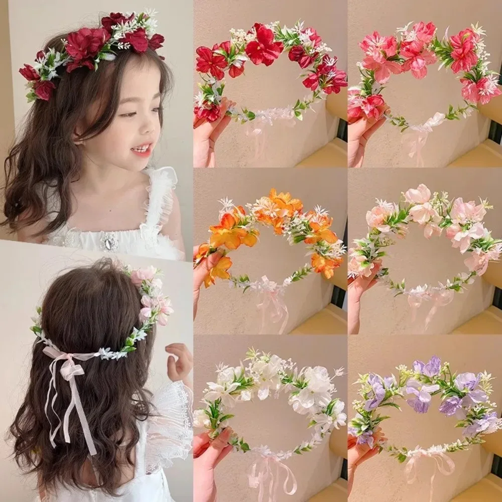 Guirnaldas de flores para niña, corona, diadema barroca para boda, diadema para el pelo, corona de flores, diadema nupcial, Tiaras para el cabello de princesa de hadas
