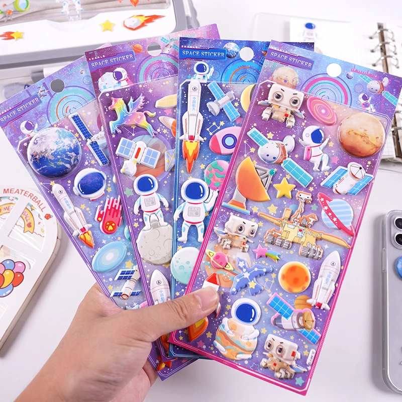 Pegatinas 3D de burbujas con universo espacial para álbum infantil - imagen 3
