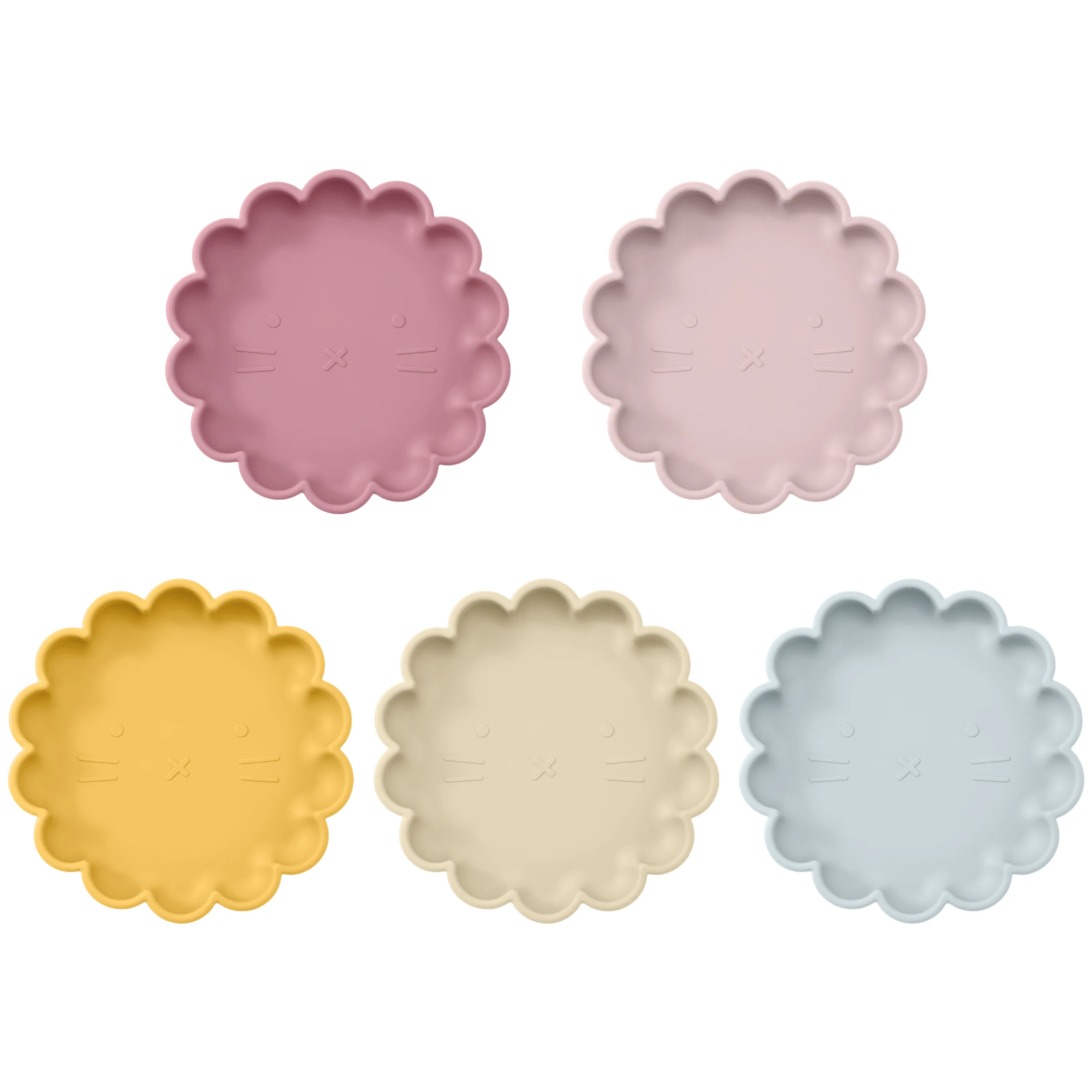 Plato de silicona sin dibujos animados para bebé, cuenco de alimentación para bebé, vajilla impermeable con ventosa, Color KidsBPA