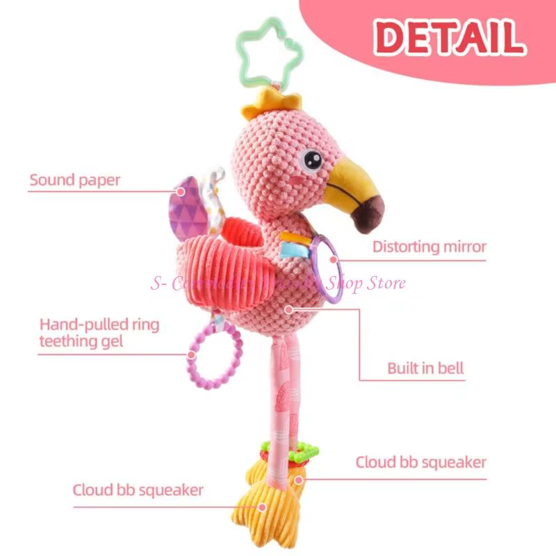 Sonajero de peluche para cuna con campana y estímulo visual - imagen 3