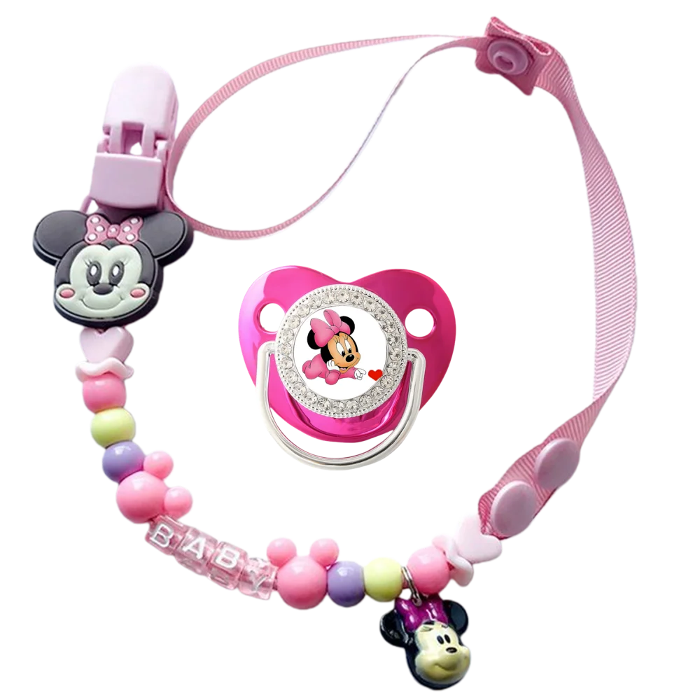 2025 Nombre personalizado Clip de cadena para recién nacido chupete ostentoso y clip para chupete rosa sin BPA chupete bling diseño único regalo para bebé 0-18M - imagen 4