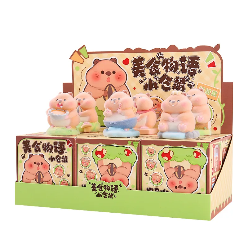 Bonita caja ciega de hámster, serie de cuentos de comida, adorno de escritorio, bolsas de adivinación misteriosa, figura de oso Animal, juguetes, regalo de cumpleaños y Navidad
