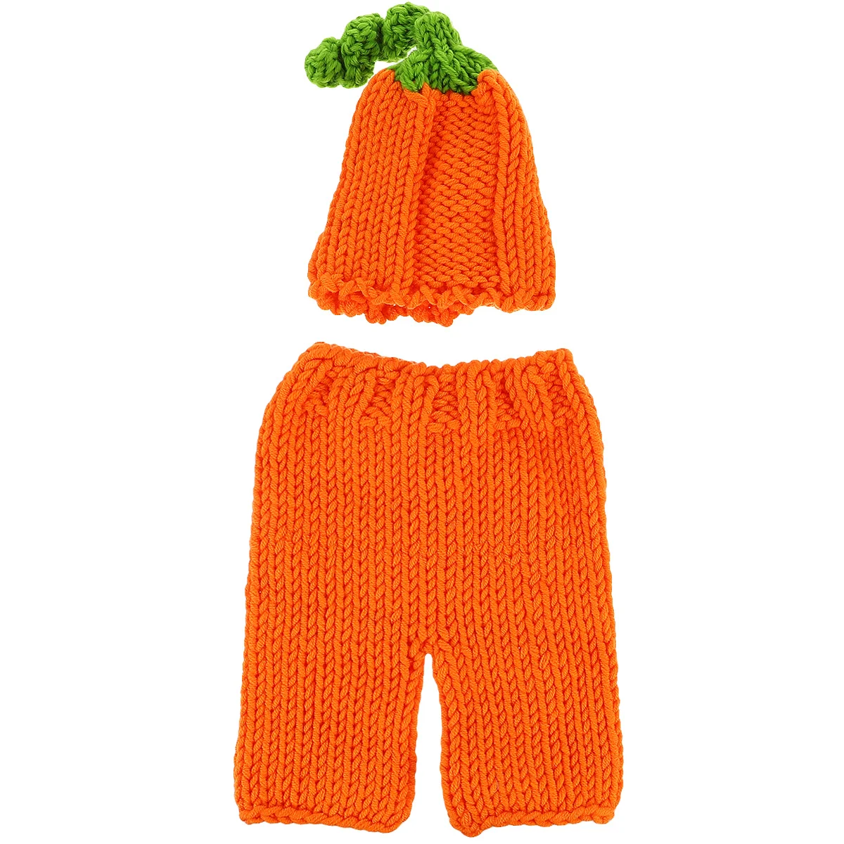1 Juego de ropa tejida de calabaza para bebé, disfraz de algodón naranja para fotografía de recién nacido, accesorios para fotos de bebé, traje de Halloween, disfraz de Halloween - imagen 5