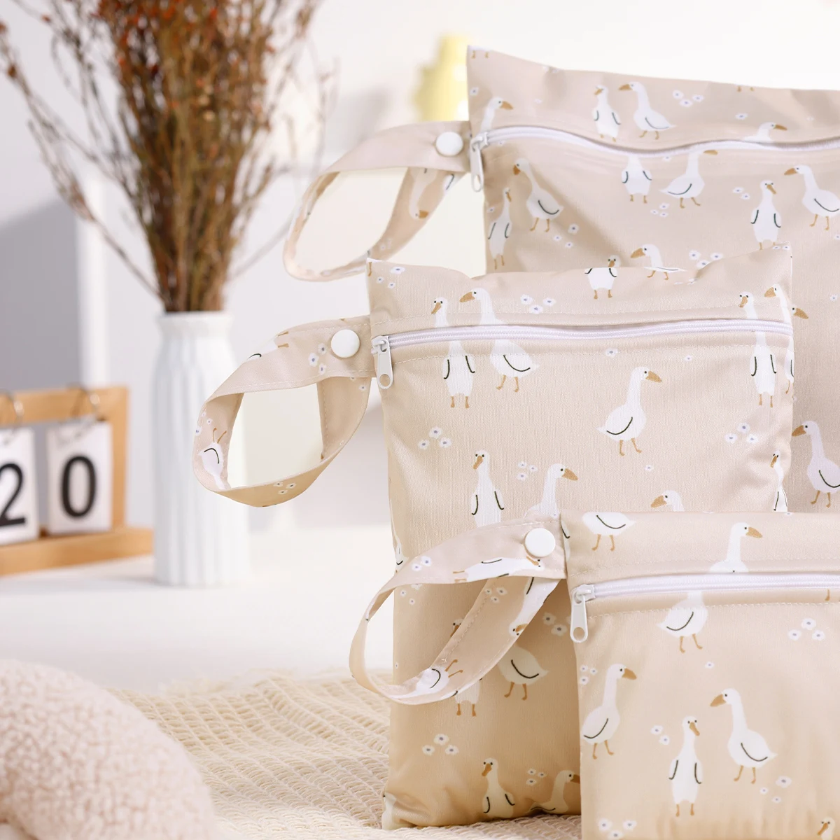 Bolsa seca húmeda impermeable de tela reciclada, bolsa de pañales portátil, bolsa de almacenamiento sanitario, 3 uds. - imagen 3