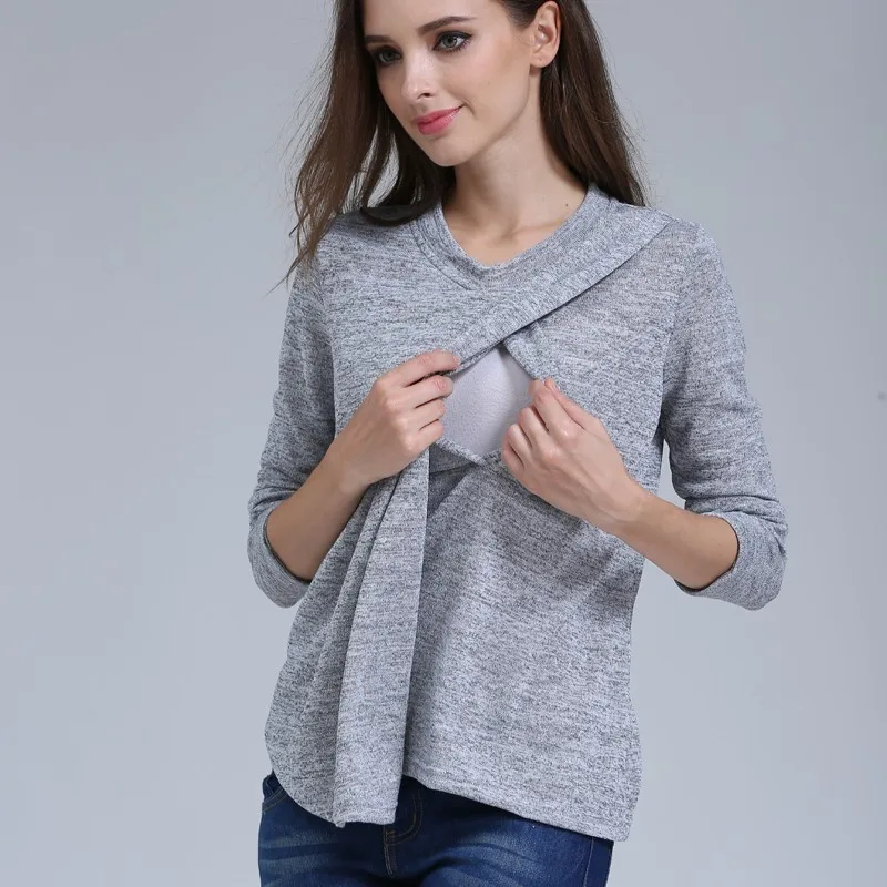 Sudadera de lactancia premamá algodón para otoño cómoda práctica - imagen 5