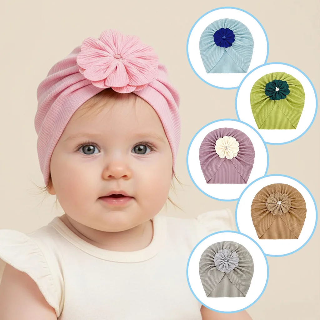 MILANCEL nuevo gorro Fetal para bebé de 0 a 12M, decoración de flores dulces, gorro para la cabeza infantil, 10 colores ventilados, accesorio fino para el cabello para niños pequeños