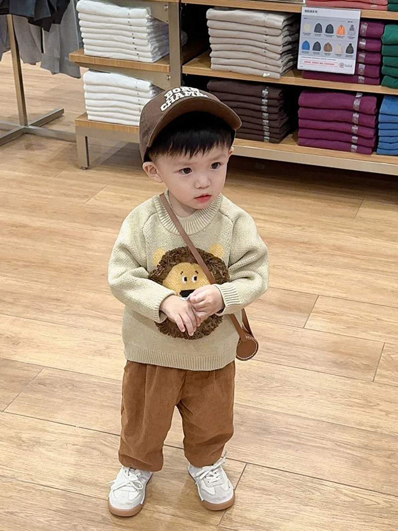 MILANCEL nuevo suéter de invierno para bebé, suéter de punto de León de dibujos animados para niños pequeños, Jersey suelto para niñas - imagen 2