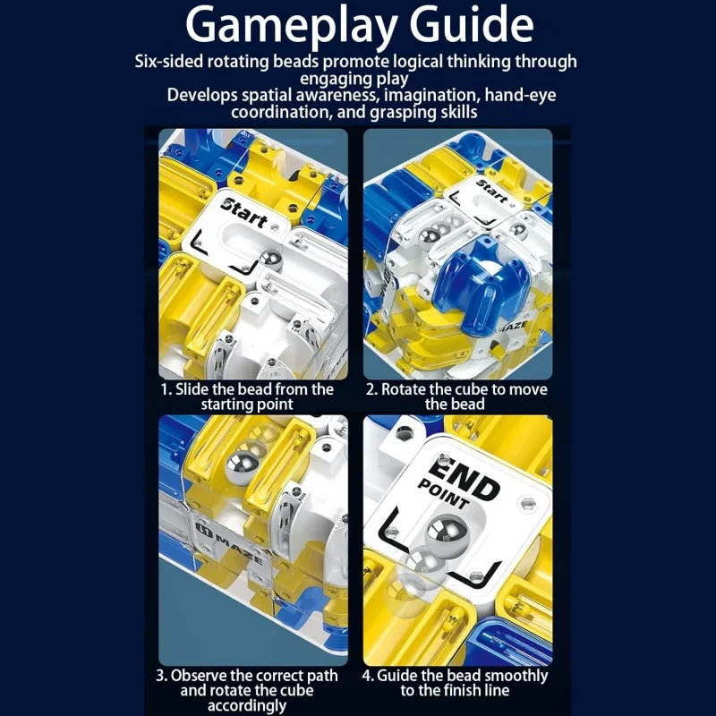 Novedad divertida bola de laberinto 3D rompecabezas interactivo cubo de rodillo juguete de aprendizaje STEM para niños adolescentes alivio del estrés juego de habilidades cognitivas - imagen 3