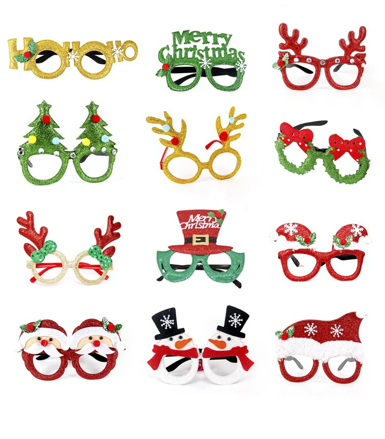 Montura de gafas navideñas con purpurina, gafas para fiesta de Navidad, disfraz de Navidad, gafas, recuerdos de fiesta, decoraciones para niños