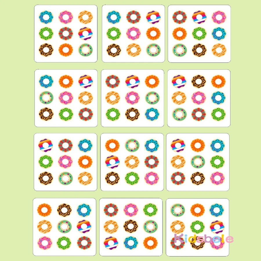 Juego cognitivo Montessori de Color Donut de madera, juguete sensorial emparejado de Donut, juguete interactivo para fiesta de aprendizaje temprano preescolar para niños pequeños - imagen 4