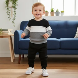 ViSgogo Conjunto bebé niño camiseta pantalón manga larga rayas