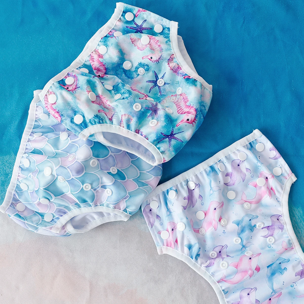 3 unids/set pañales de natación para bebé reutilizables lavables y ajustables para lección de natación y regalos de Baby Shower pañales de tela pantalón de piscina - imagen 2