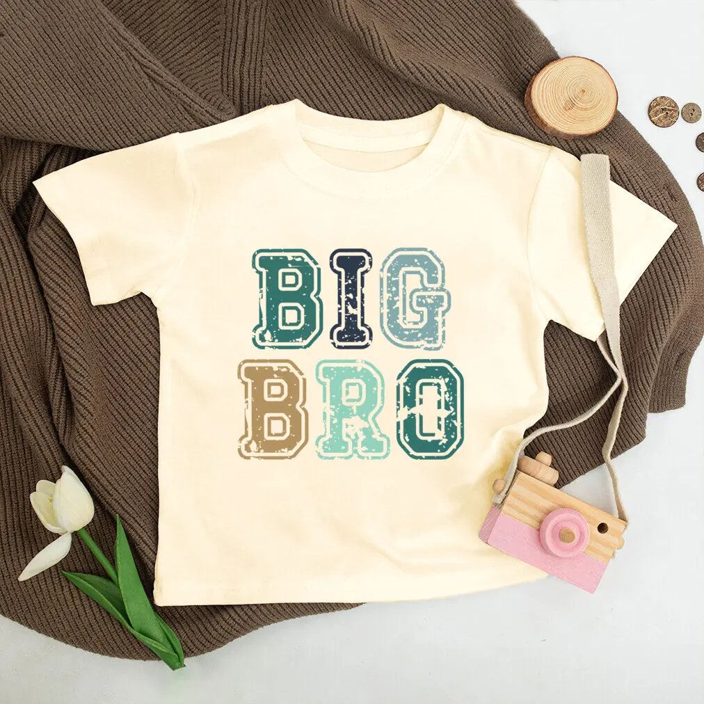 Camiseta a juego con estampado de hermano mayor y hermano pequeño, ropa Retro para niños, pelele grande para bebés de burbujas, atuendo de aspecto para niños - imagen 5