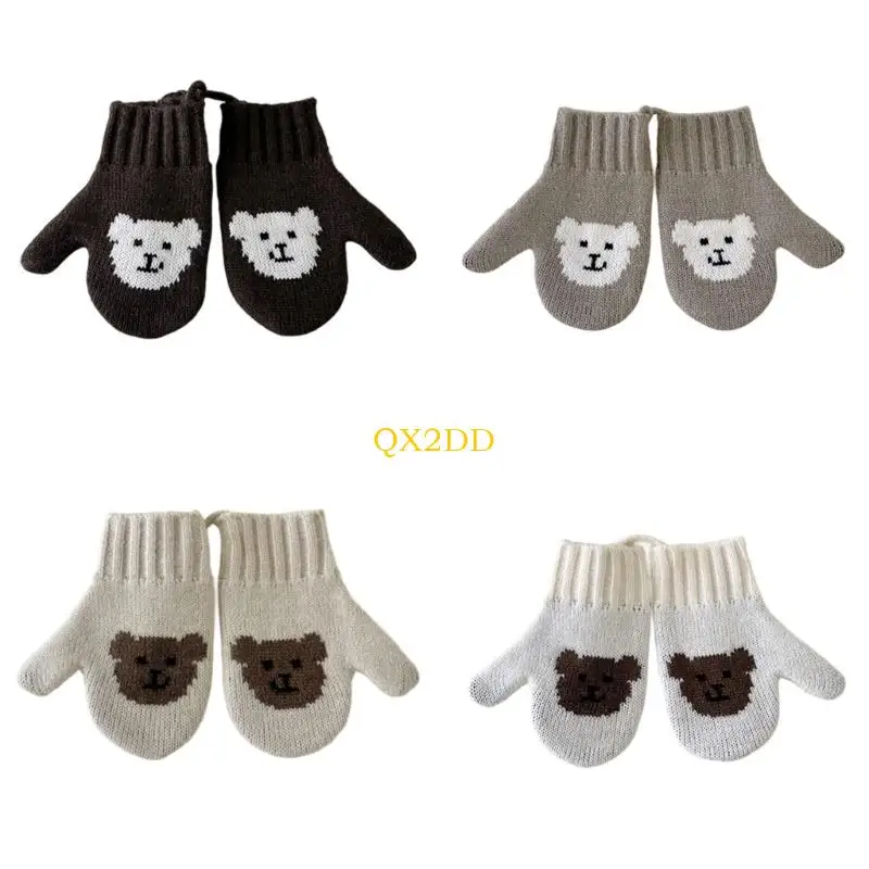 Guantes invierno seguros niños QX2D Diseño correa para cuello las mitones calientes durante 2 a 5 años Niños - imagen 3