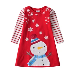 Vestido de Navidad para niña – Algodón, manga larga y copos de nieve